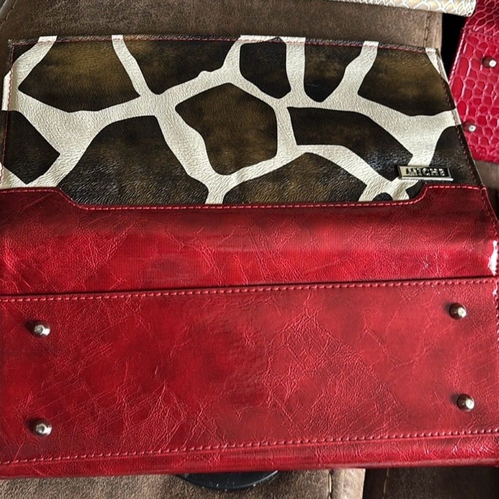 MICHE Red and Brown giraffe print classic purse cover